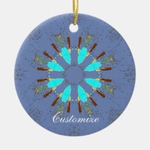 Arrowhead Feathers Pow-wow Pattern Thunder_Cove Ceramic Tree Decoration