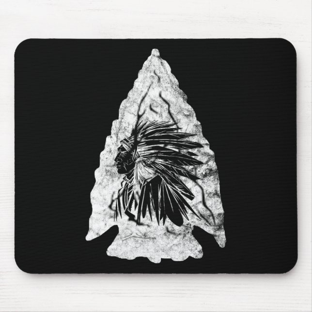 Arrowhead Hunter Indian Chief Relic Hunting Native Mouse Mat (Front)