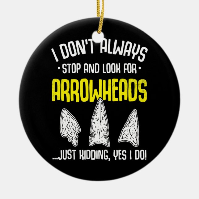 Arrowhead Hunting Flint Collecting Flintknapping Ceramic Tree Decoration (Front)