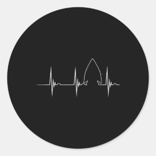 Arrowhead Hunting Heartbeat Ekg Pulse Hunter Flint Classic Round Sticker