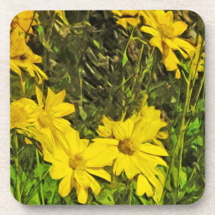 Arrowleaf Balsamroot Flower Abstract Impressionism Coaster