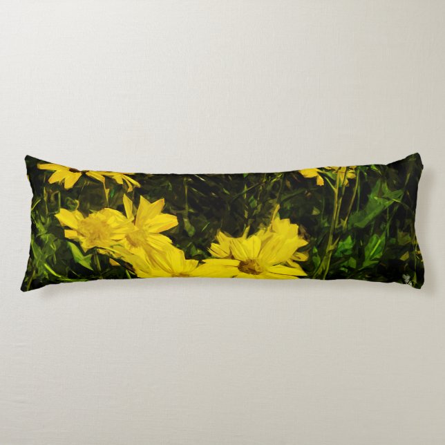 Arrowleaf Balsamroot Yellow Wildflower Abstract Body Cushion (Front)