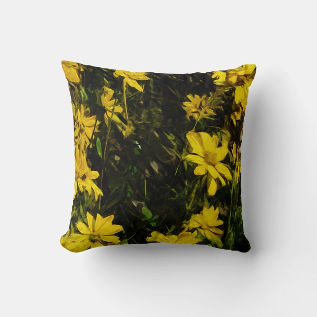 Arrowleaf Balsamroot Yellow Wildflower Abstract Cushion (Front)