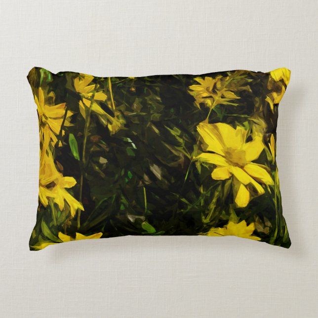 Arrowleaf Balsamroot Yellow Wildflower Abstract Decorative Cushion (Front)