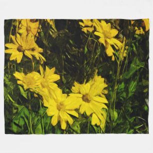 Arrowleaf Balsamroot Yellow Wildflower Abstract Fleece Blanket