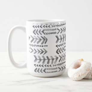 Arrowroot Geometric Watercolor Pattern Grey Coffee Mug