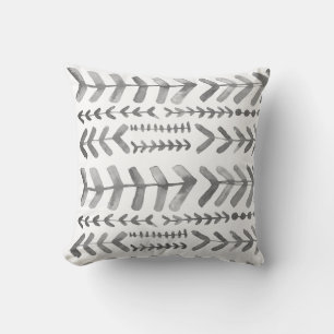 Arrowroot Geometric Watercolor Pattern Grey Cushion