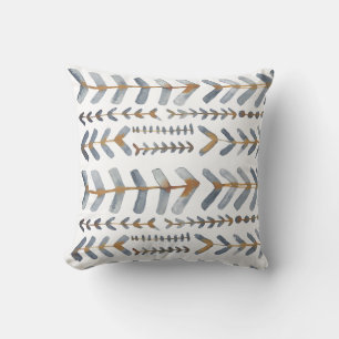 Arrowroot Geometric Watercolor Pattern Indigo Cushion