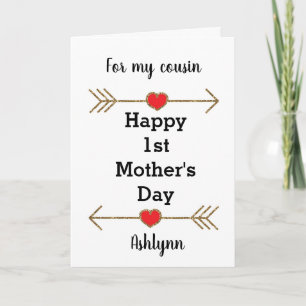 Arrows and Hearts 1st Mother's Day Cousin Card