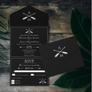 Arrows and Monograms Wedding All In One Invitation