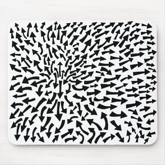 Arrows - Black on White Mouse Mat (Front)
