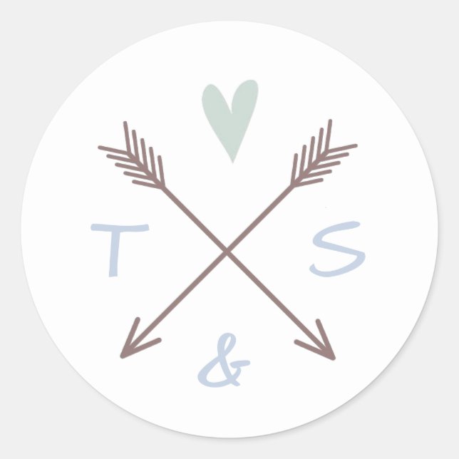 Arrows Blue Heart - Circle Sticker (Front)
