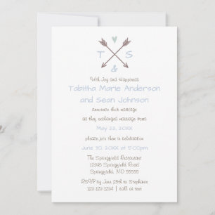 Arrows Blue Heart - Wedding Announcement