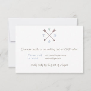 Arrows Blue Heart - Wedding Day Details RSVP Card