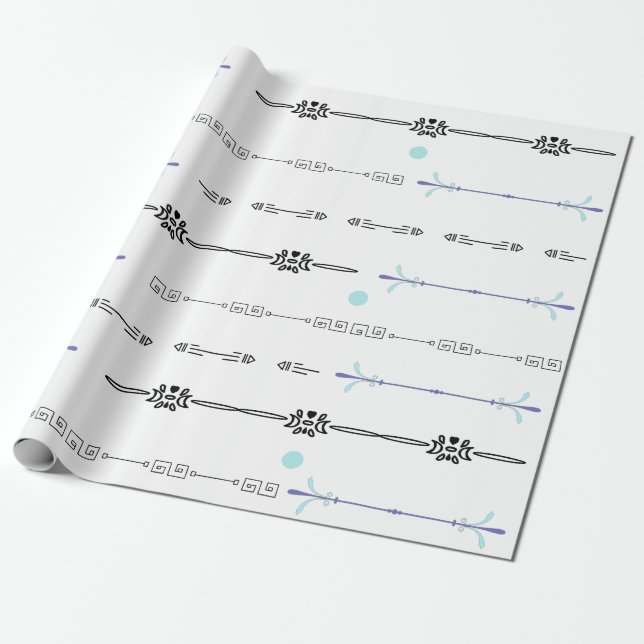 Arrows Circles Borders Wrapping Paper (Unrolled)