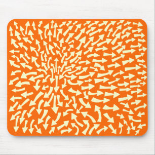 Arrows - Cream on Orange FF6600 Mouse Mat