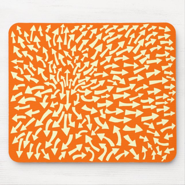 Arrows - Cream on Orange FF6600 Mouse Mat (Front)