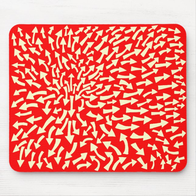 Arrows - Cream on Red FF0000 Mouse Mat (Front)