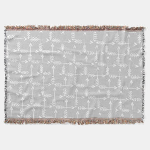 Arrows Grey and White Pattern Throw Blanket