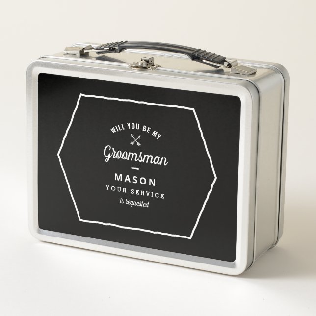 Arrows Groomsman Proposal Metal Lunch Box (Front)