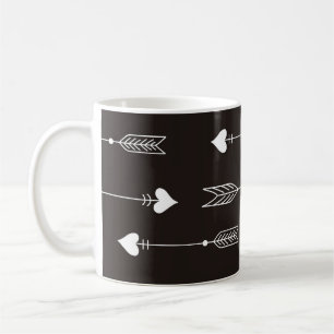 Arrows, hearts, abstract vintage pattern. coffee mug