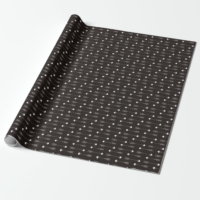 Arrows, hearts, abstract vintage pattern. wrapping paper (Unrolled)