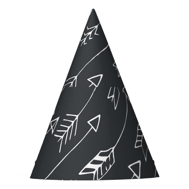 Arrows in Darkness: Hand-Drawn Pattern Party Hat (Front)