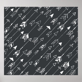 Arrows in Darkness: Hand-Drawn Pattern Poster