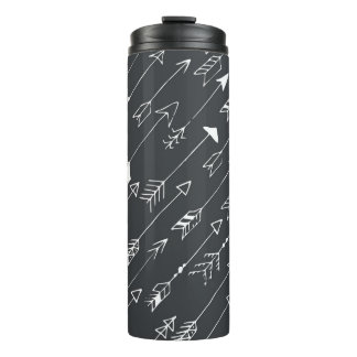 Arrows in Darkness: Hand-Drawn Pattern Thermal Tumbler