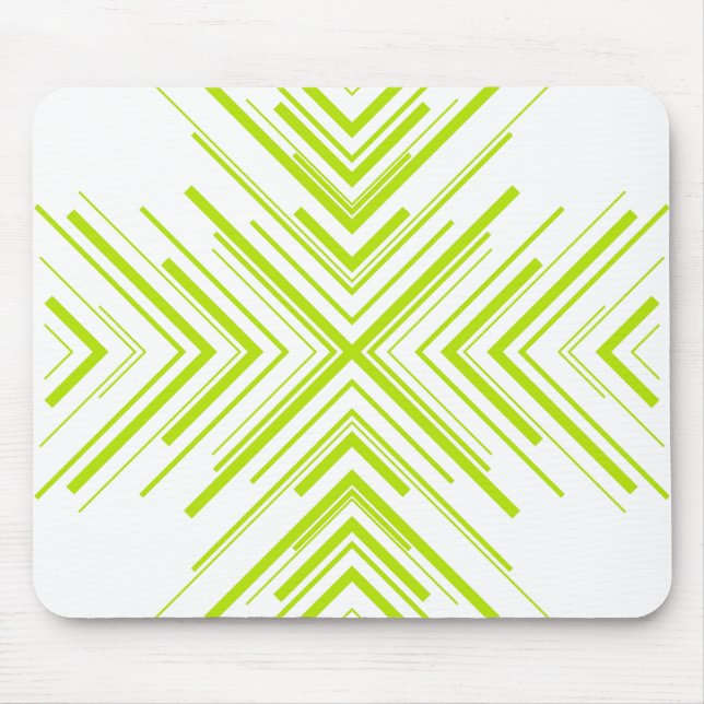 Arrows in Lime Green and White Mouse Mat (Front)