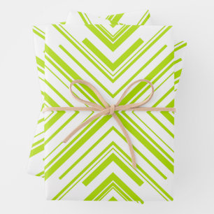 Arrows in Lime Green and White Wrapping Paper Sheet