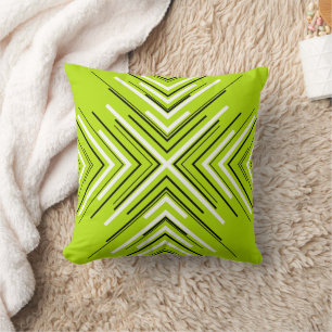 Arrows in Lime Green, Black, and White Cushion
