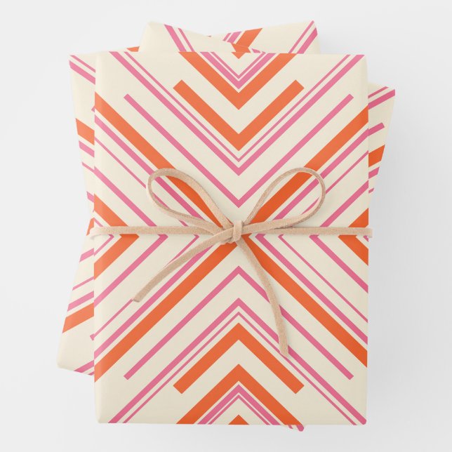 Arrows in Pink, Orange and Cream Wrapping Paper Sheet (In situ)