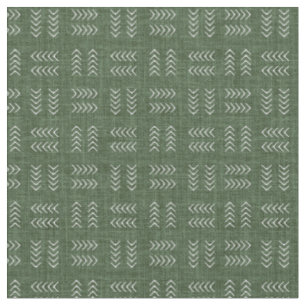 Arrows on Forest Green Linen Fabric