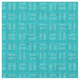 Arrows on Turquoise Linen Fabric