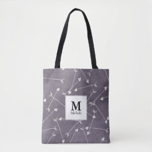 Arrows Pattern Monogram Tote Bag