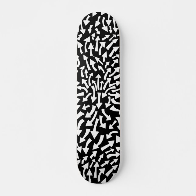 Arrows - White on Black (70s Flashback) Skateboard (Front)