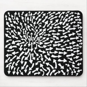 Arrows - White on Black Mouse Mat