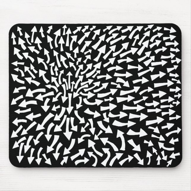 Arrows - White on Black Mouse Mat (Front)