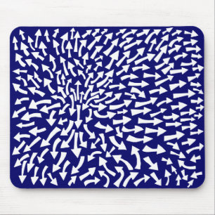 Arrows - White on Dark Blue 000066 Mouse Mat
