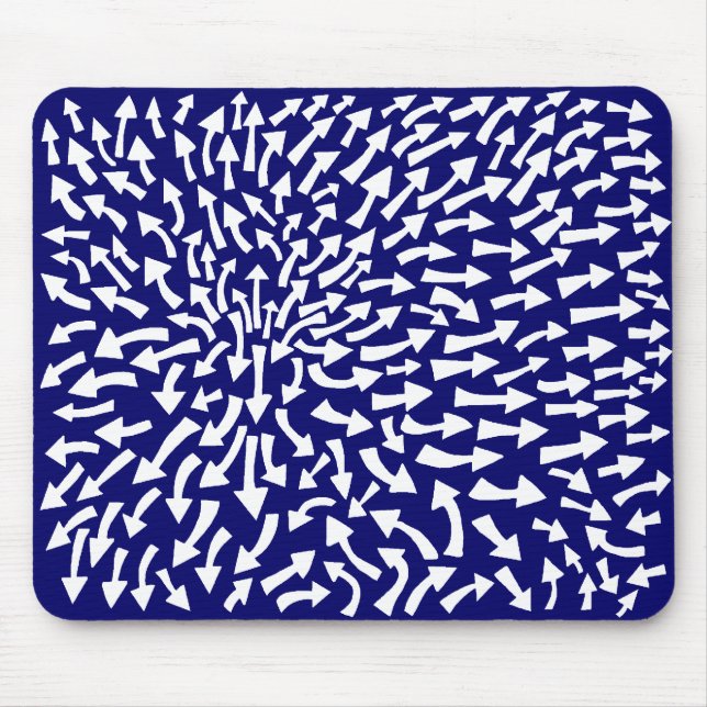 Arrows - White on Dark Blue 000066 Mouse Mat (Front)
