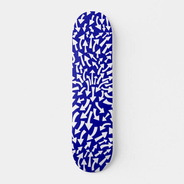 Arrows - White on Dark Blue (70s Flashback) Skateboard (Front)