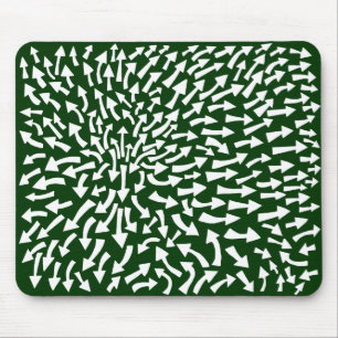 Arrows - White on Dark Green 003300 Mouse Mat