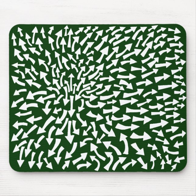 Arrows - White on Dark Green 003300 Mouse Mat (Front)