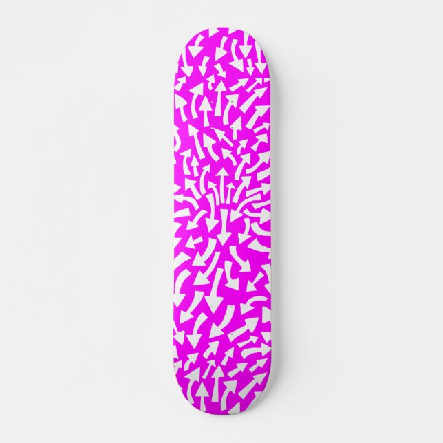 Arrows - White on Magenta (70s Flashback) Skateboard (Front)