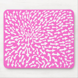 Arrows - White on Pink FF66CC Mouse Mat