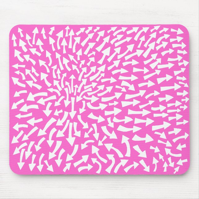 Arrows - White on Pink FF66CC Mouse Mat (Front)