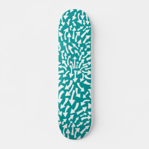 Arrows - White on Teal Skateboard