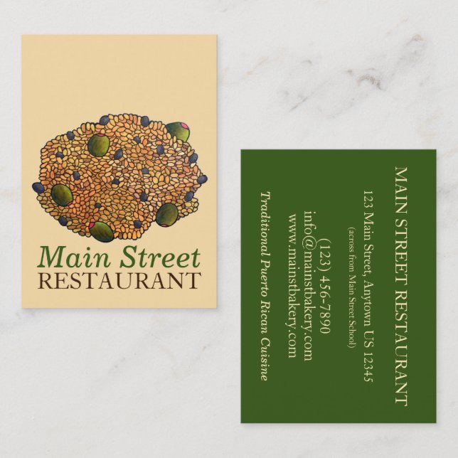 Arroz con Gandules Puerto Rican Food Rice Peas Business Card (Front/Back)