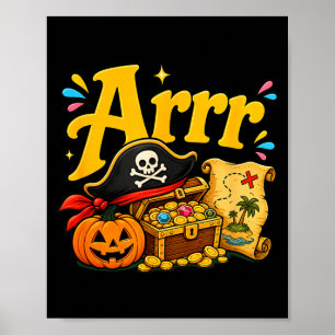 Arrr funny pirate halloween pirate hat pumpkin poster